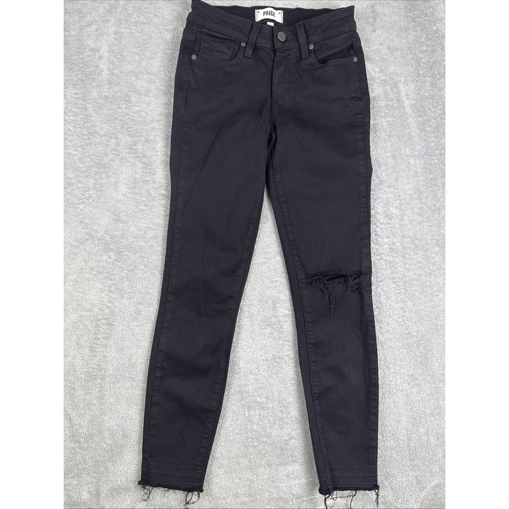 Paige Jeans Womens 24 Black Denim Verdugo Crop Skinny‎ Mid Rise